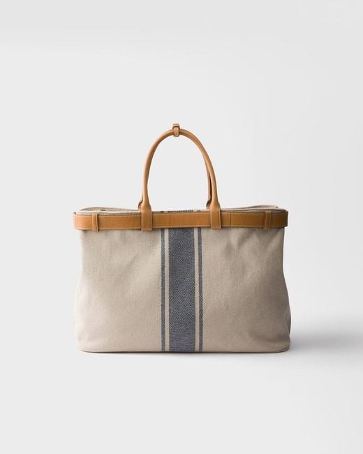 Prada Brown Buckle Canvas And Leather Bag for men
