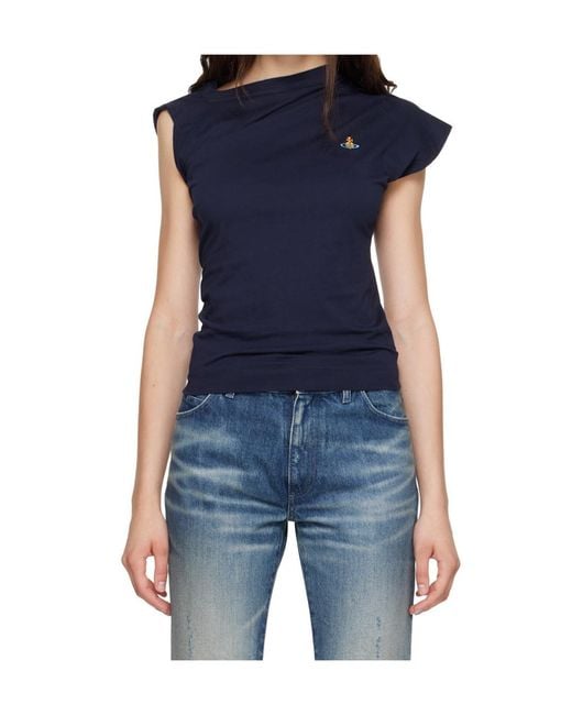 Vivienne Westwood Blue Orb Logo Sleeveless Top