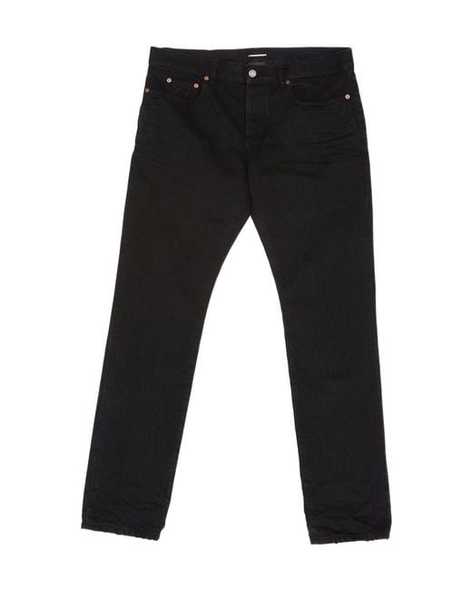 Saint Laurent Black Logo Patch Straight Leg Jeans for men