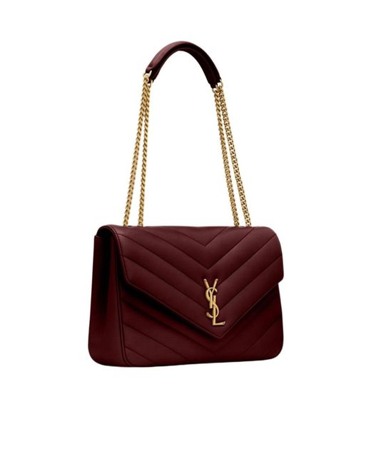 Saint Laurent Red Loulou Foldover Top Large Shoulder Bag