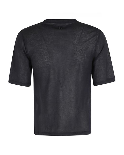 Semicouture Black Ophelia Twist-Detail Asymmetric T-Shirt