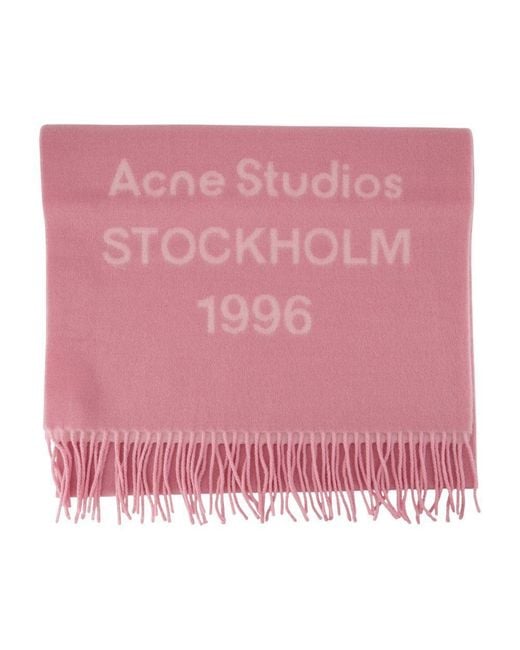 Acne Pink Tasseled Scarf for men