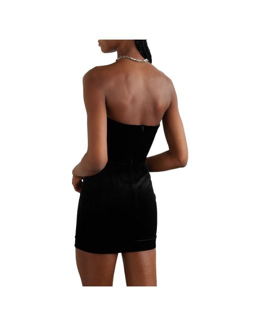 Alex Perry Black Strapless Stretch Velvet Mini Dress