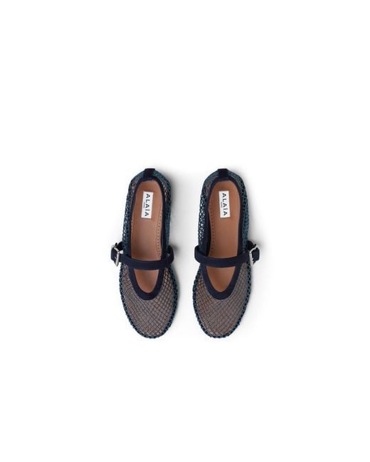 Alaïa Blue Fishnet Ballet Flats