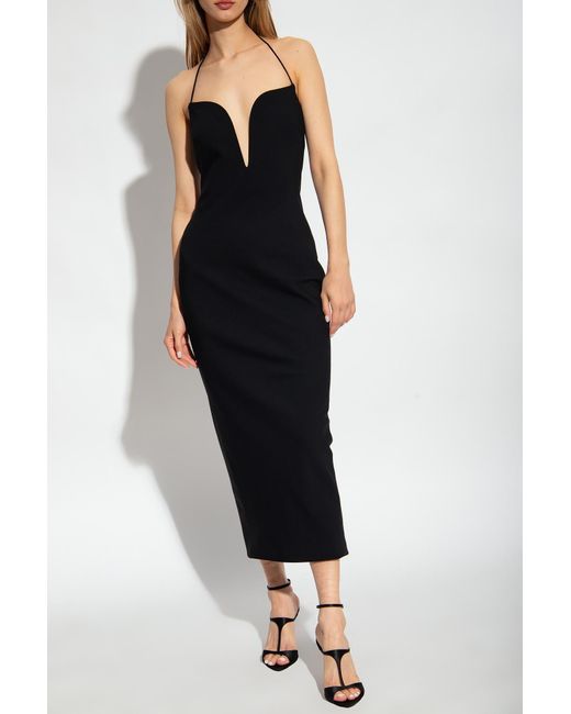 Givenchy Black Plunged Slit Neckline Dress