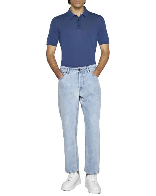 Roberto Collina Blue Button-Down Short Sleeve Polo Shirt for men