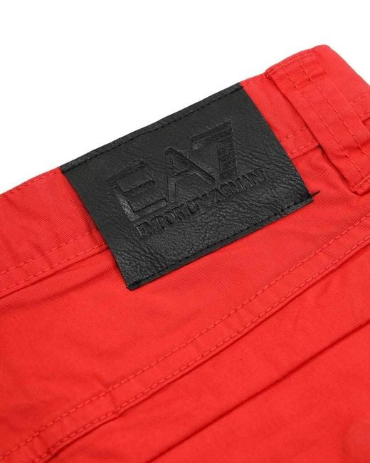 EA7 Red Logo Patch Shorts for men