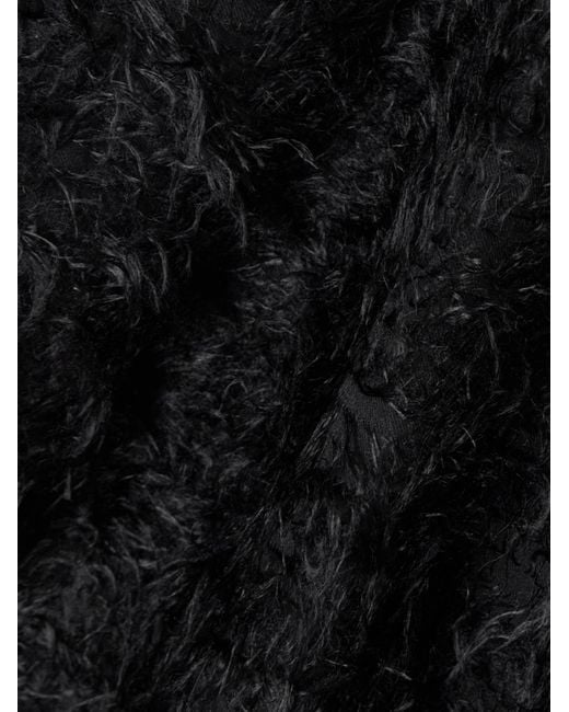 Carven Black Belted Faux-Shearling Coat