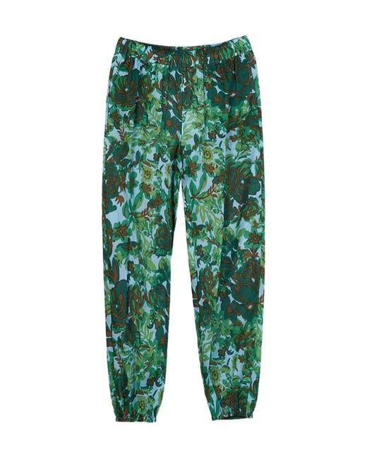 Tory Burch Green Elastic Waist Casual Pants