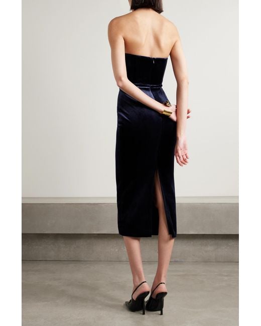 Alex Perry Blue Mid-Length Velvet Dress
