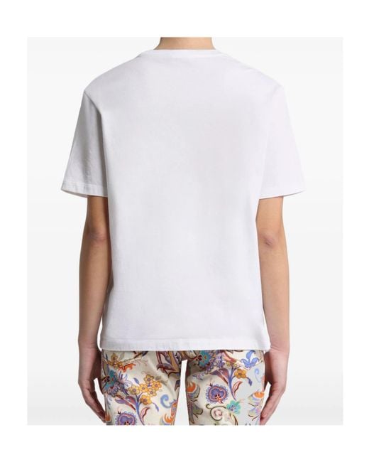Etro White Pegaso Printed Crewneck T-Shirt