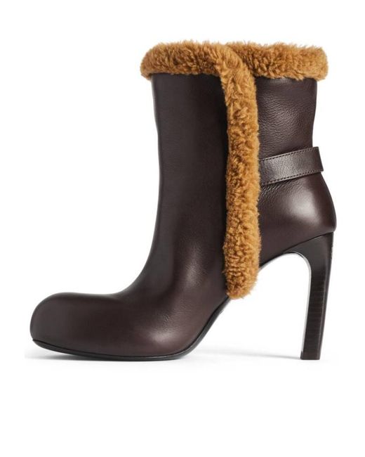 Balenciaga Brown Fargo Shearling Trim Ankle Boots