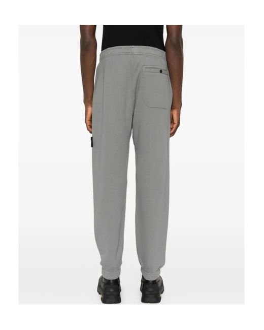 Stone Island Gray Logo-Patch Track Pants for men