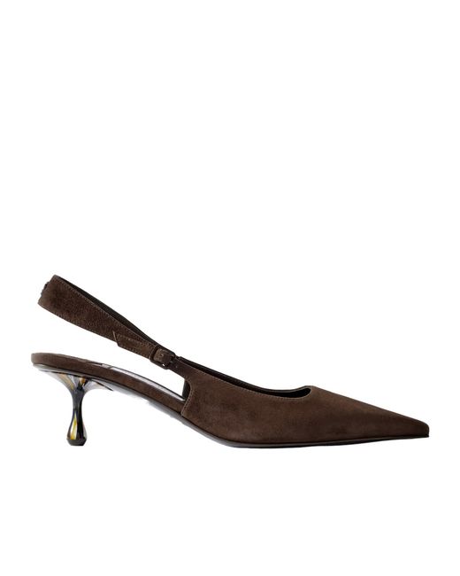 Jimmy Choo Brown Amel 50 Suede Slingback Pumps