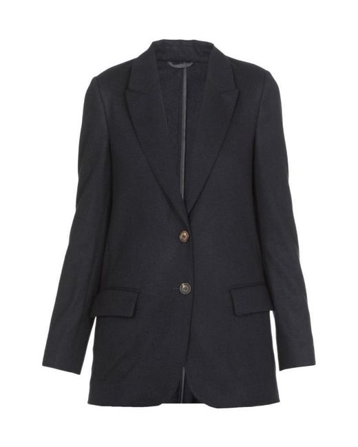 Brunello Cucinelli Blue Single-Breasted Buttoned Jacket