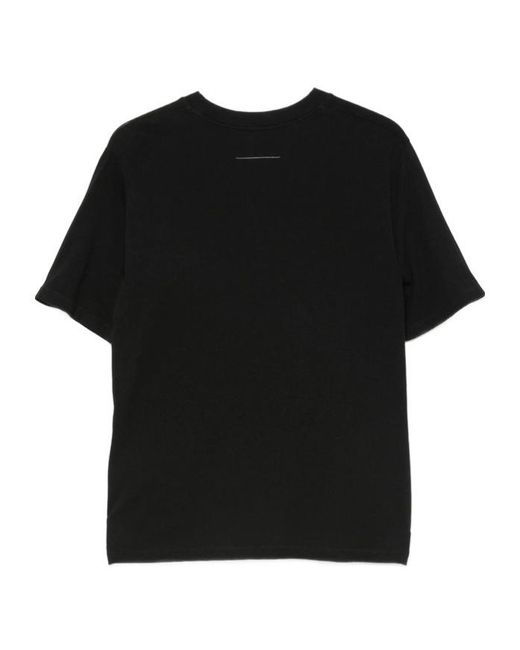 MM6 by Maison Margiela Black Logo Patch Asymmetric T-Shirt