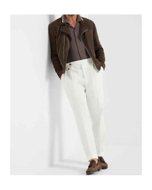 Brunello Cucinelli Gray Short-Sleeved Knitted Polo Shirt for men