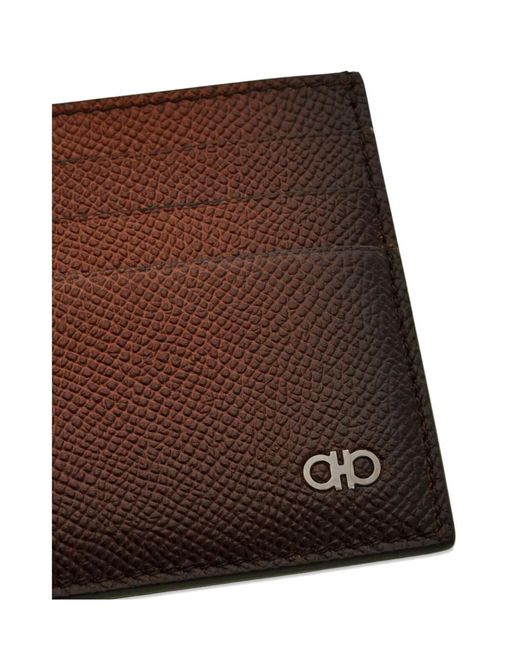 Ferragamo Brown Ferragamo Micro Gancio Card Holder Wallet for men