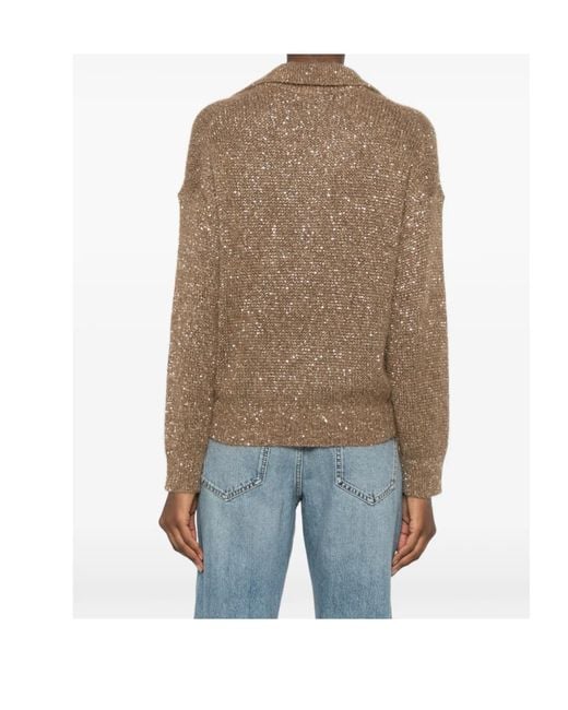 Brunello Cucinelli Brown Long-Sleeve Knit Top