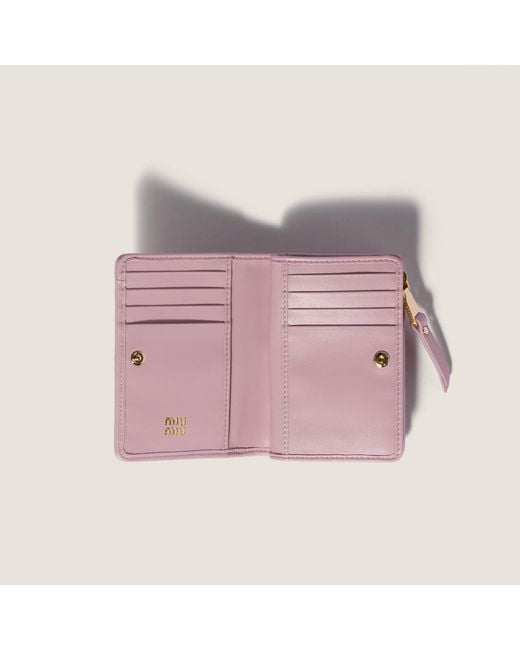 Miu Miu Pink Matelassé Nappa Leather Small Wallet