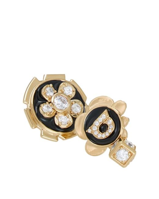 Ferragamo Metallic Ferragamo Asymmetrical Charm Gancini Embellished Earrings