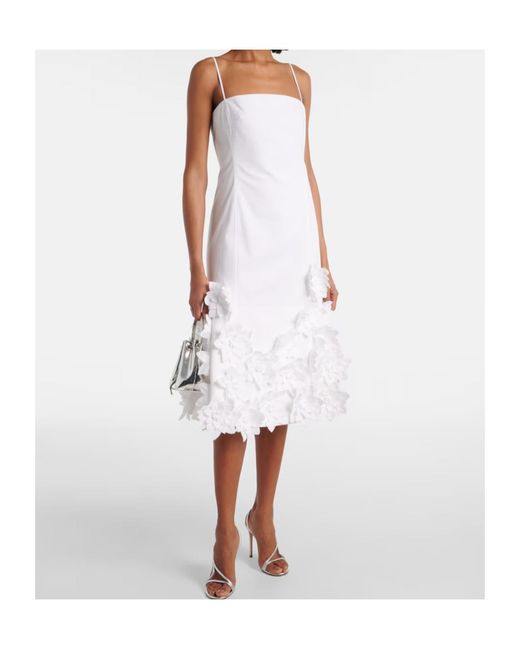 Jonathan Simkhai White Bella Floral-Appliqué Cotton Midi Dress
