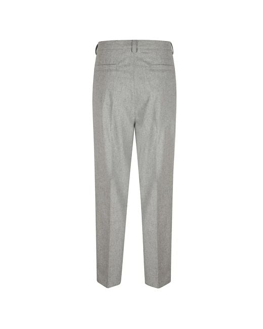 Brunello Cucinelli Gray Flat-Front Straight-Leg Pants for men