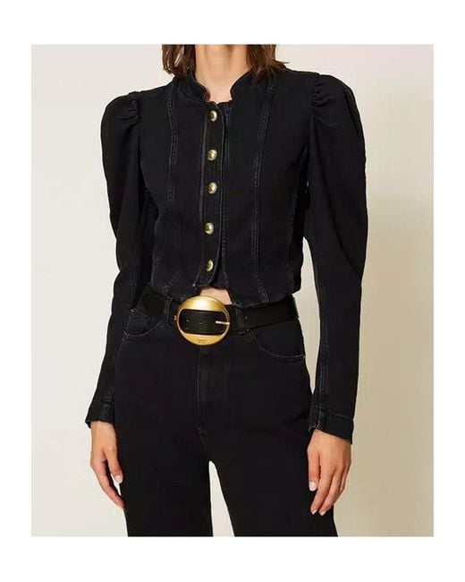 Twinset Black Single-Breasted Denim Jacket