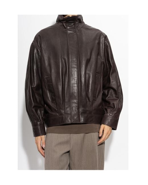 Arma Gray Long-Sleeve Leather Jacket for men