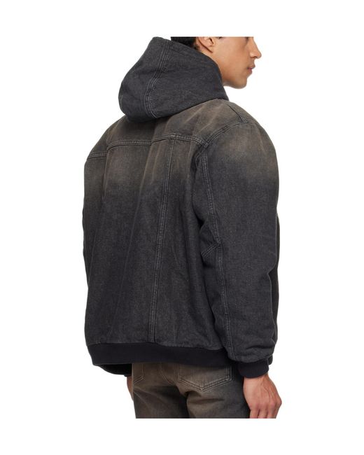 Egonlab Gray Hooded Denim Jacket for men
