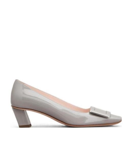 Roger Vivier Gray Belle Vivier Buckle Pumps