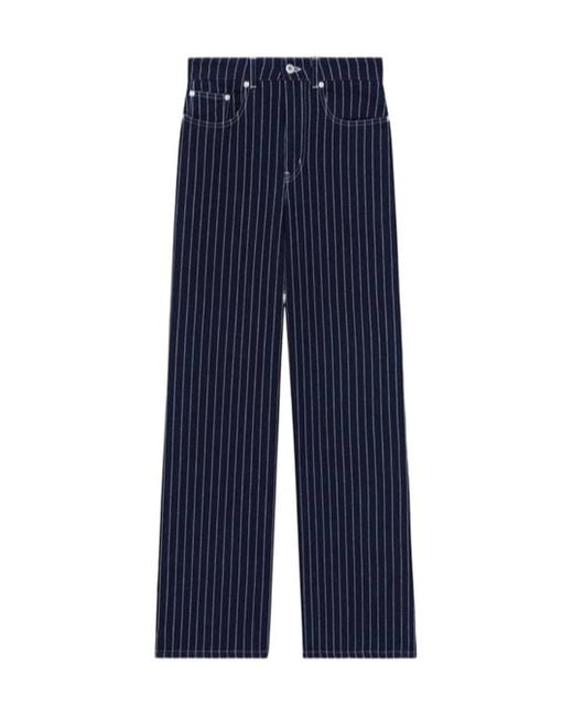 KENZO Blue Sashiko Stitch Wide Leg Jeans