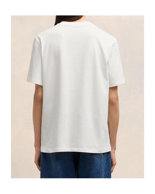 AMI White Logo Embossed Crewneck T-Shirt for men