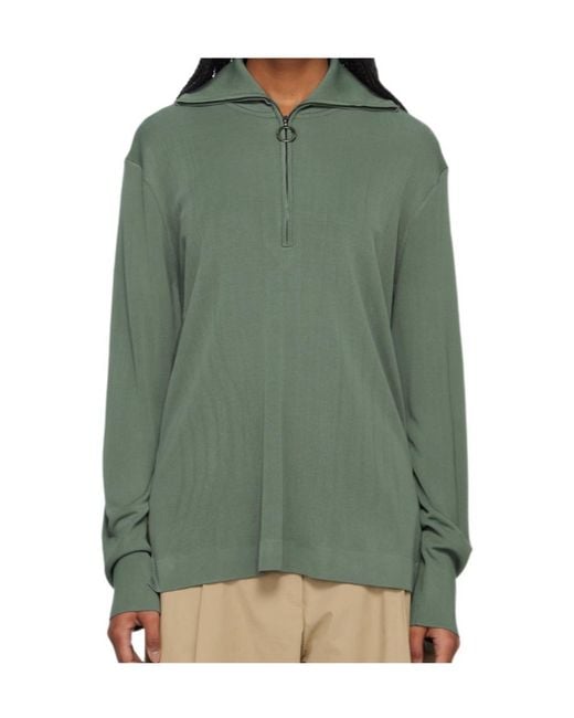Studio Nicholson Green Half-Zip Sweater