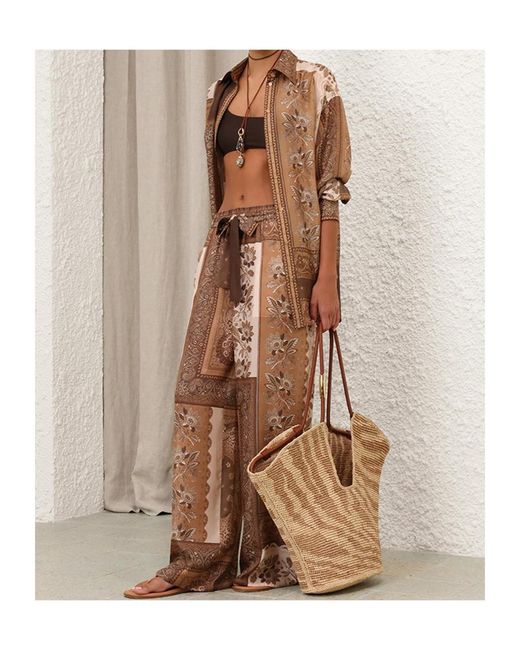 Zimmermann Brown Lucky Relaxed Pant