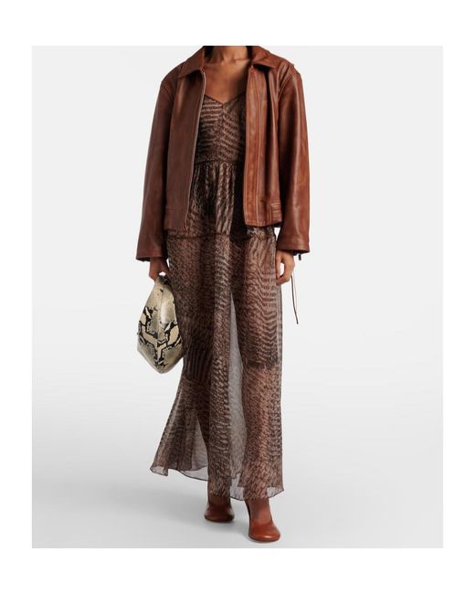 JACQUES WEI Brown Long-Sleeved Leather Jacket