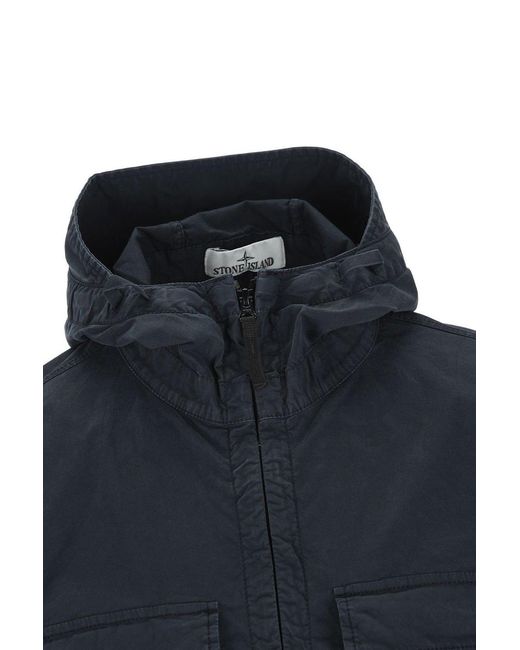 Stone Island Blue Windproof Hooded Jacket for men