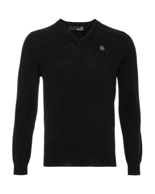 Moschino Black Embroidered Logo Pullover for men
