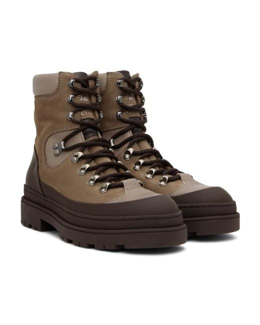 Brunello Cucinelli Brown Lace-Up Ankle Boots for men