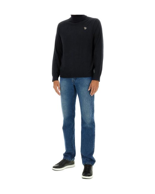 Paul Smith Blue Ps Paul Smith Zebra Roll Neck Jumper for men