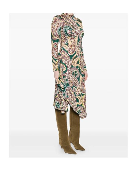 Etro White Open Back Paisley Printed Midi Dress