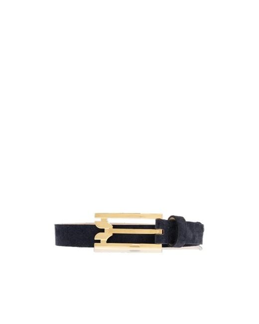Victoria Beckham White Logo Buckle Fastened Belt