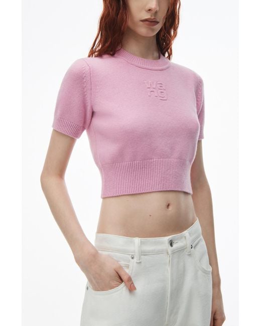 T By Alexander Wang Pink Cropped Knitted Top