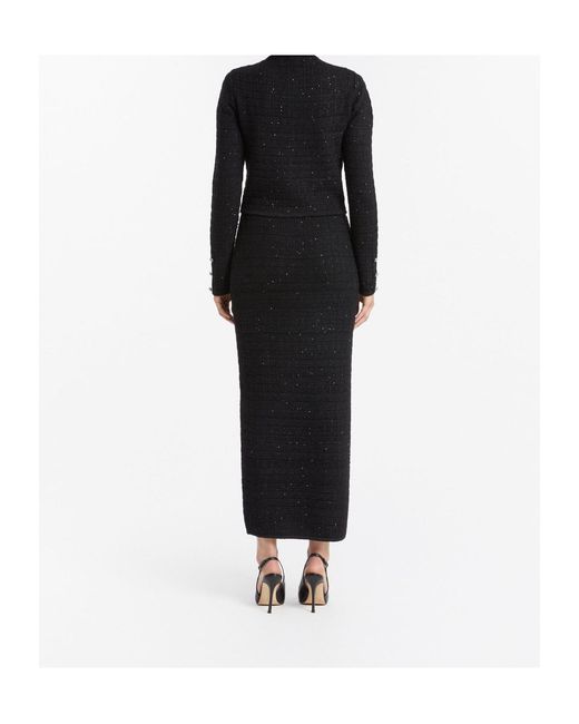 Alessandra Rich Black Button-Slit Long Skirt