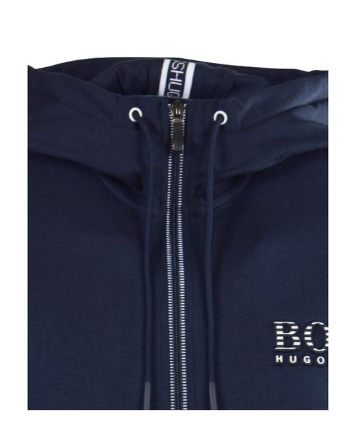 Boss Blue Logo Hooded Casual Jacket for men