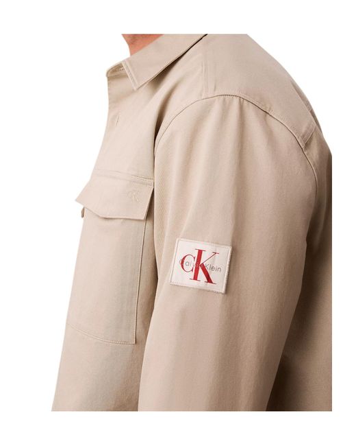 Calvin Klein Blue Cotton Twill Utility Overshirt for men