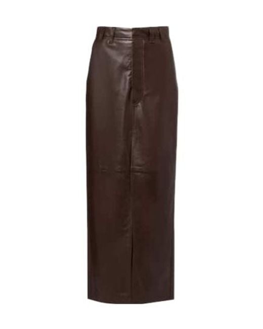 Brunello Cucinelli Brown Leather Maxi Skirt
