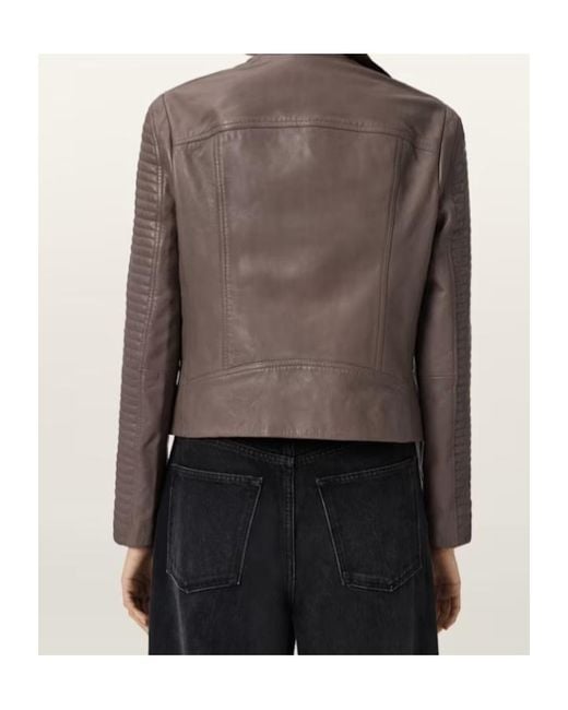 AllSaints Brown Raul Leather Biker Jacket