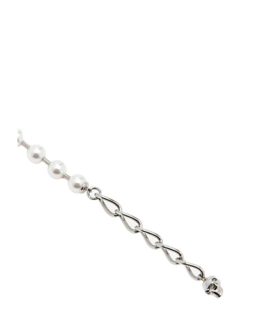 McQueen White Skull Embellished Necklace for men