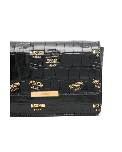 Moschino Black Logo-Stamp Cross Body Bag